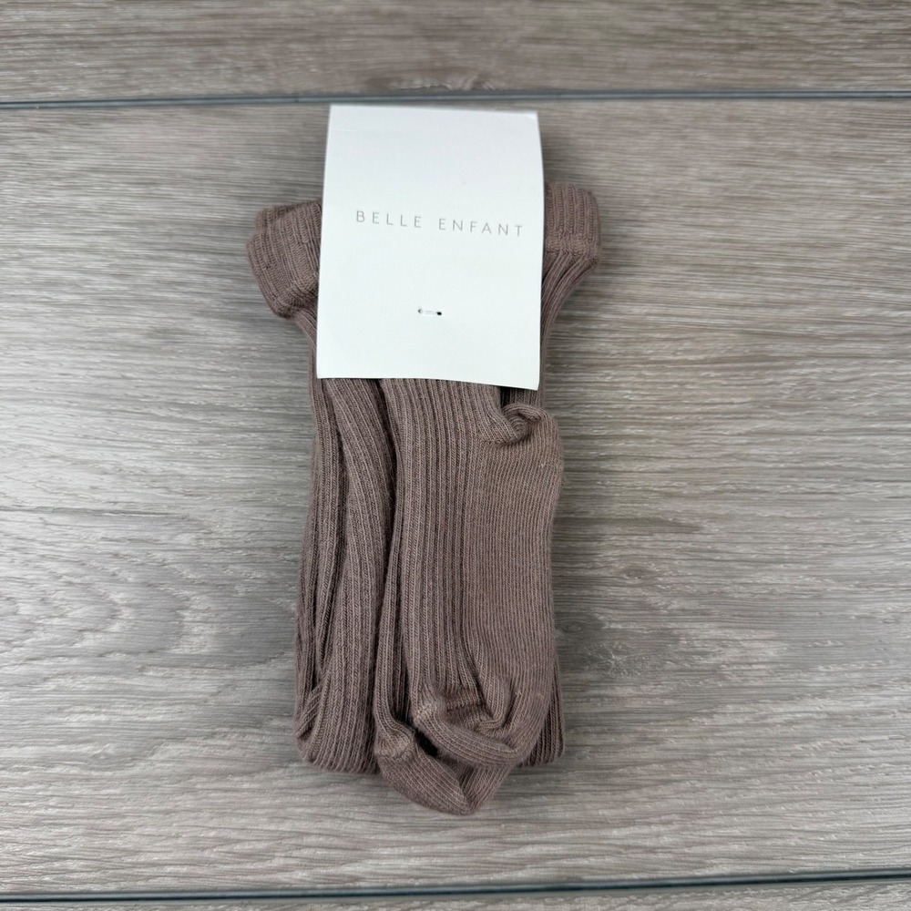 Belle Enfant Girls Ribbed Tights BE805 Deep Taupe 8-12m